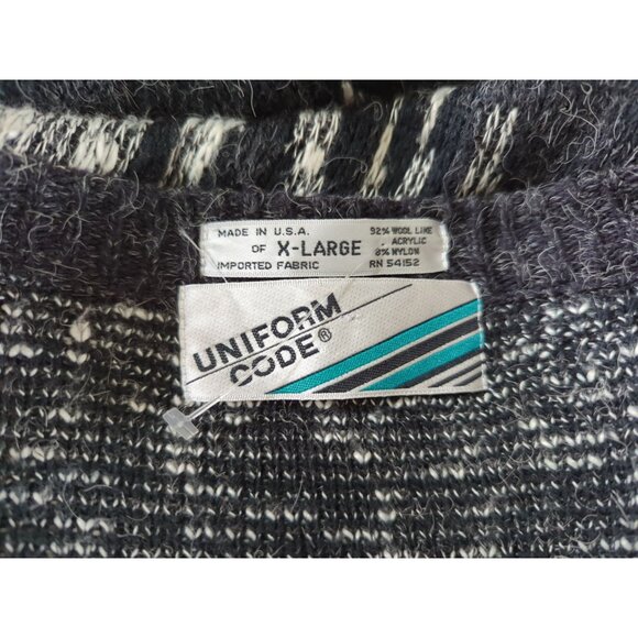 UNIFORM CODE black white Men's long sleeve Abstract Vintage 1990s‎ Cardigan XL - Picture 6 of 15